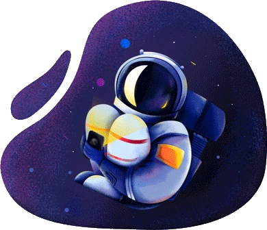 Astronautas su mobiliaku rankkoje